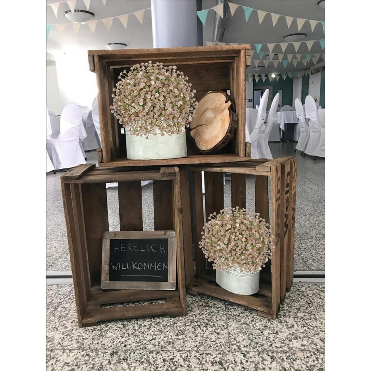KUNSTBLUMEN Schleierkraut 10 Stück 25 cm Cream - Beige, Kunststoff (60cm)