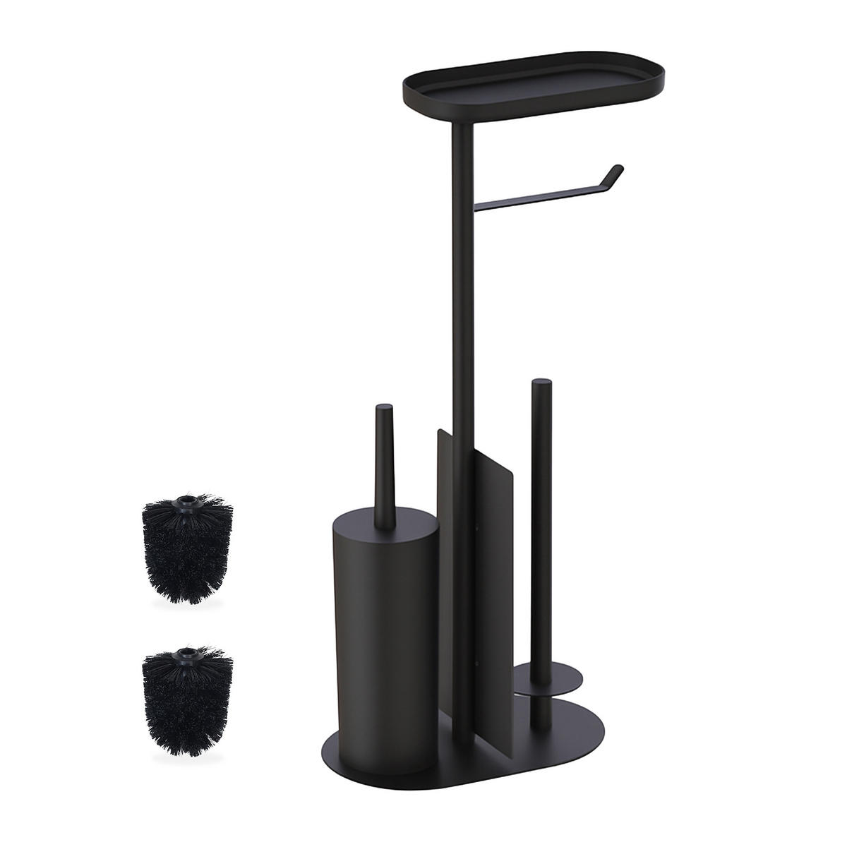 WC set - crna, metal/tekstil (26/65/17cm) - Relaxdays