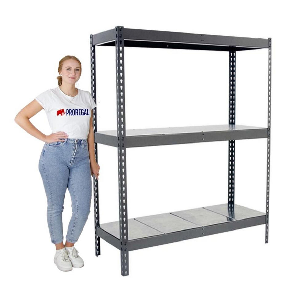 SCHWERLASTREGAL BIG METAL YETI THREE | HxBxT 200x180x45cm | Fachlast 400kg | Grau - Grau, Metall (180/200/45cm) - PROREGAL