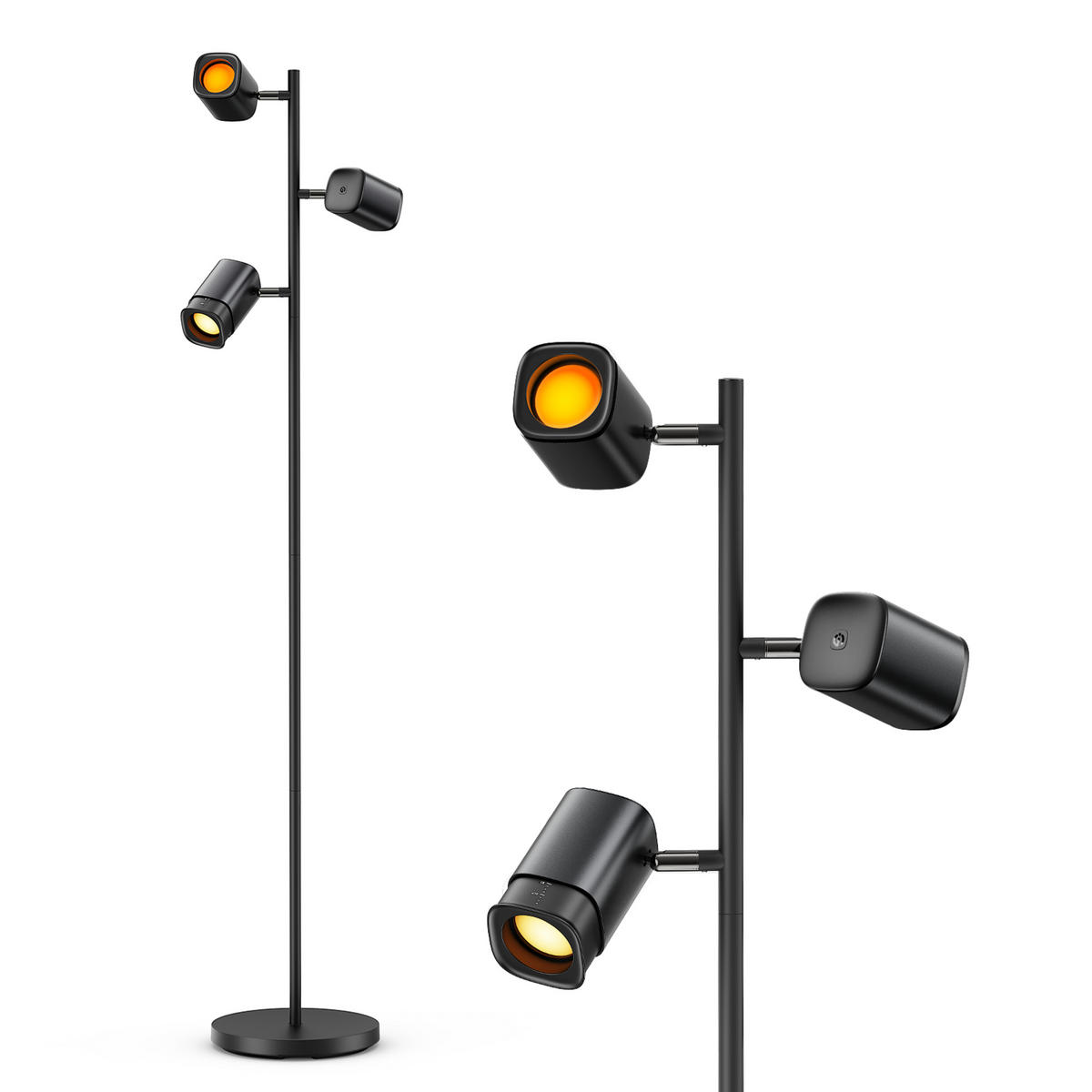 STEHLEUCHTE RGBWW Tree Floor Lamp, 3 Lampenköpfe, 157 cm - Schwarz, Metall (28/28/157cm) - Govee