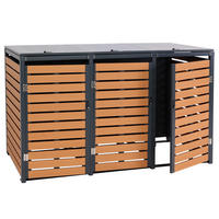3ER-MÜLLTONNENVERKLEIDUNG Teak Dekor - Teakfarben, Metall (205/119/84cm) - MCW
