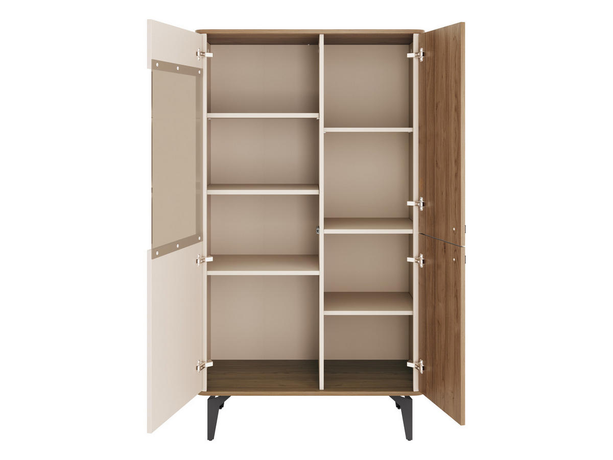 VITRINE Aurena AU03 - Kaschmir/Nussbaumfarben, Holzwerkstoff/Metall (89/156/41cm) - MIRJAN24