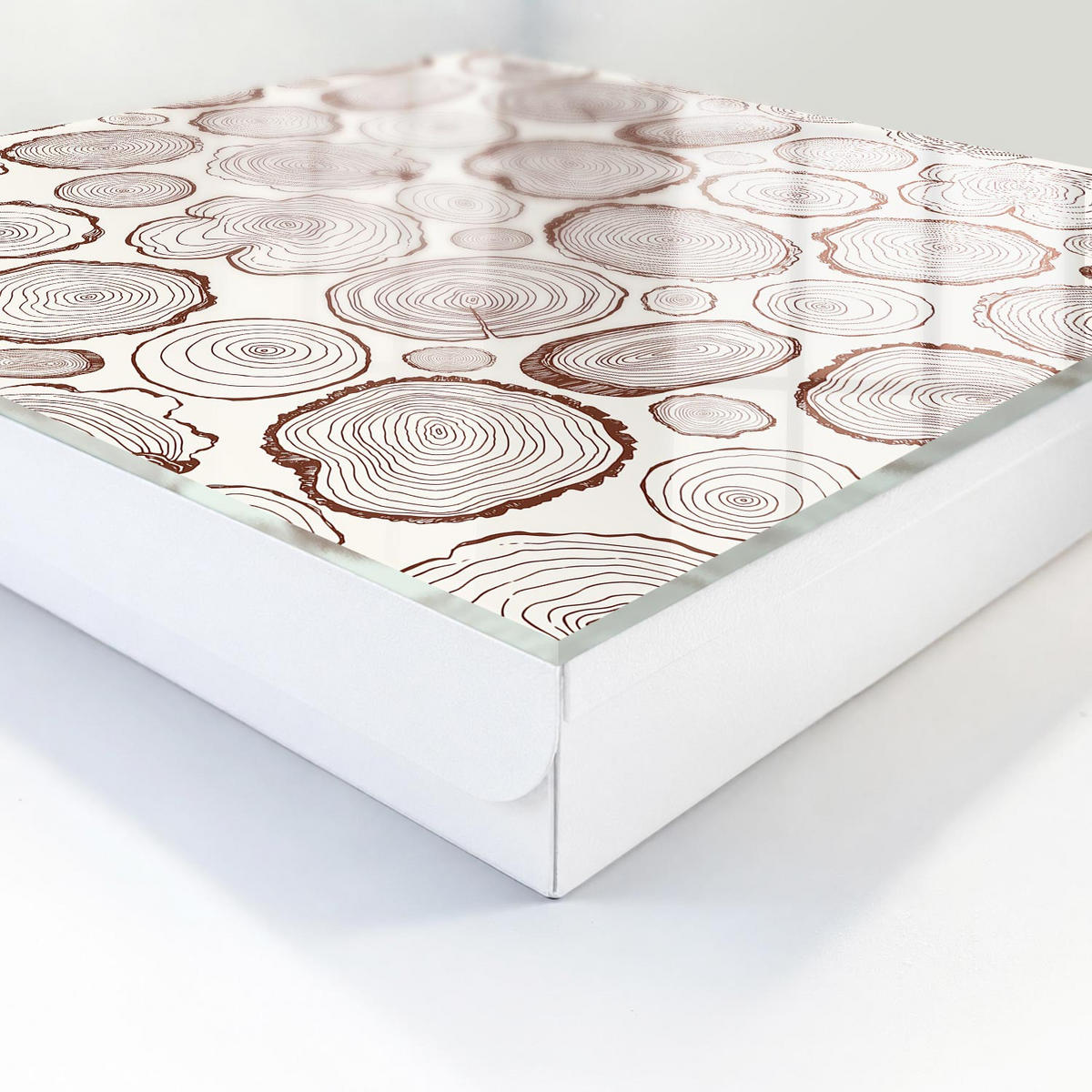 SCHLÜSSELBOX Weiß 30x30 cm – Türöffnung nach rechts - Holzringe - Braun, Metall (30/30/5cm) - TULUP