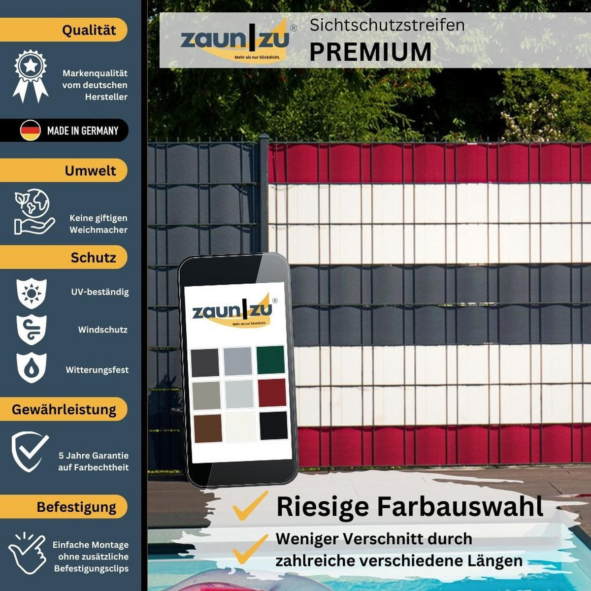 SICHTSCHUTZSTREIFEN PREMIUM Kita-Set Regenbogen - Multicolor, Kunststoff (1560/19cm) - ZAUN|ZU