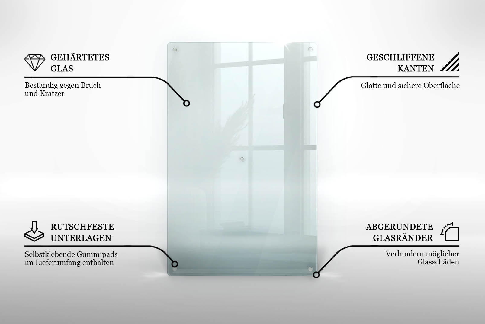 Thumbnail - Wallfluent Glasplatte, Transparent, Glas, Rechteckig, 52x0.4x80 cm, Esszimmer, Tische, Esstische, Tischsysteme, Tischpla...