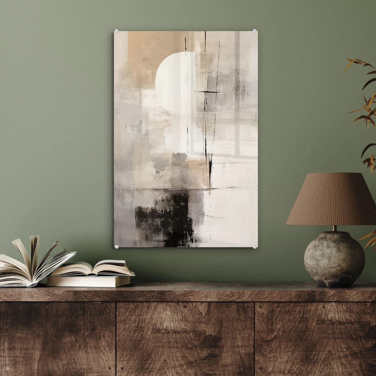 ACRYLGLASBILD Abstrakt - Kunst - Grau 40x60 cm - Hellgrau, Glas (40/60cm) - MuchoWow