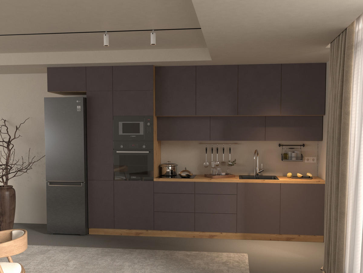 KÜCHENZEILE 400 - Langen KL4-M400 in Grau/Matt - Grau, Holz (400/248/58cm)