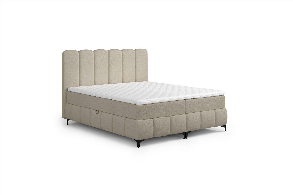 BOXBETT Isabel - Beige, Holzwerkstoff/Textil (140/200cm) - Fun Möbel