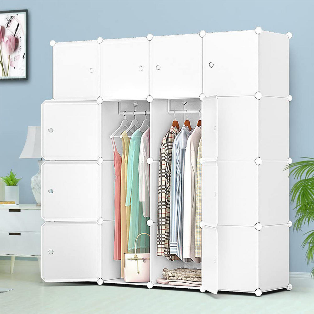 KLEIDERSCHRANK weiß 147/37/147 cm - Weiß, Kunststoff (147/147/37cm)