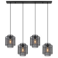 HÄNGELEUCHTE AUGUSTIN schwarz matt Gitteroptik - Schwarz, Metall (98/20/120cm) - Globo Lighting