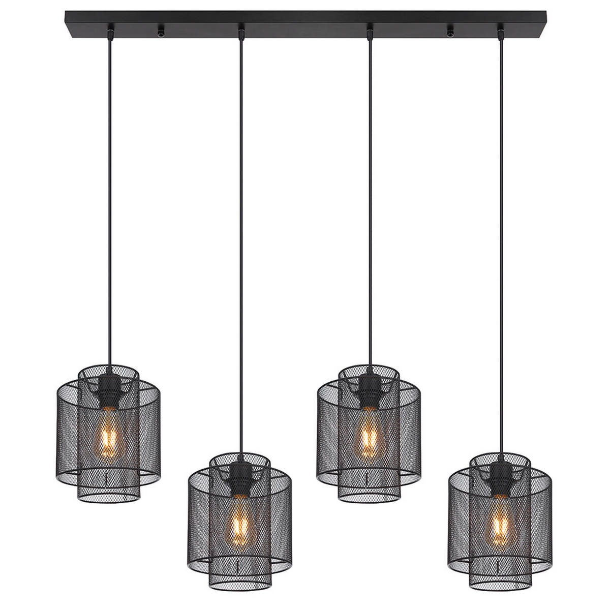 HÄNGELEUCHTE AUGUSTIN schwarz matt Gitteroptik - Schwarz, Metall (98/20/120cm) - Globo Lighting