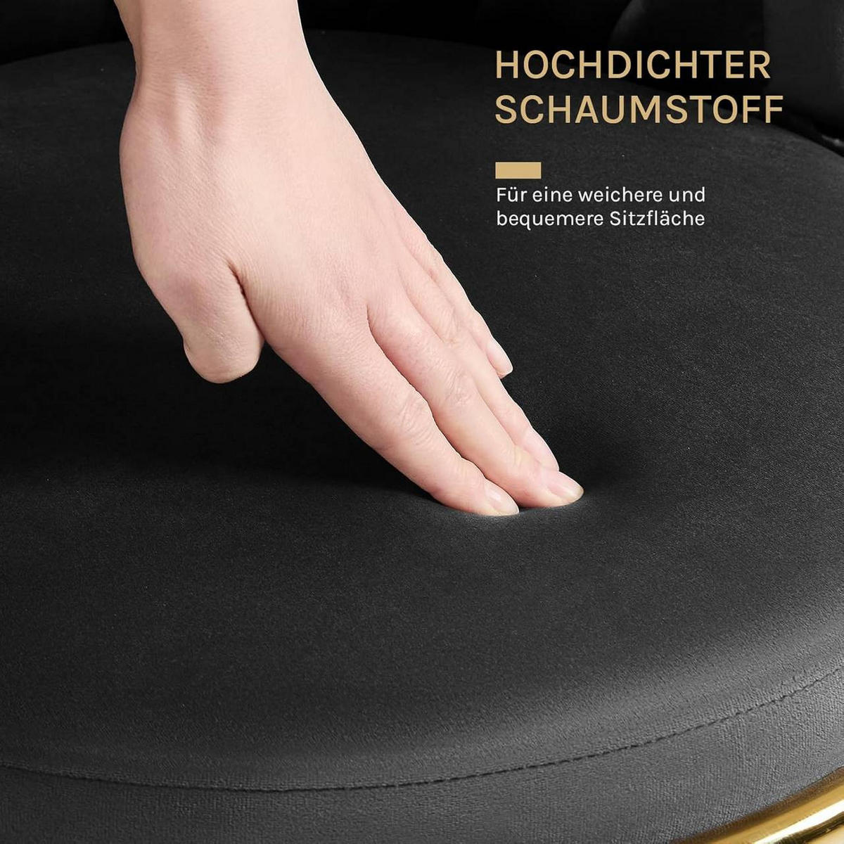 ESSZIMMERSTUHL 2er Set, drehbar, Samt, Schwarz - Goldfarben/Schwarz, Textil/Metall (60.5/78/59.5cm) - Woltu