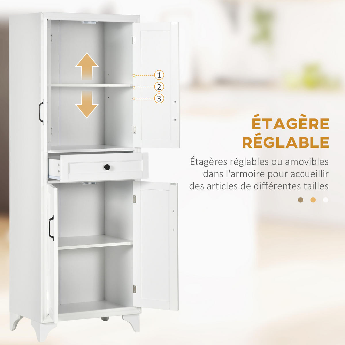 HIGHBOARD DE-11042 4 Türen & 1 Schublade mit verstellbaren Böden Weiß - Weiß, Holzwerkstoff (38/170/60cm) - ComfortXL