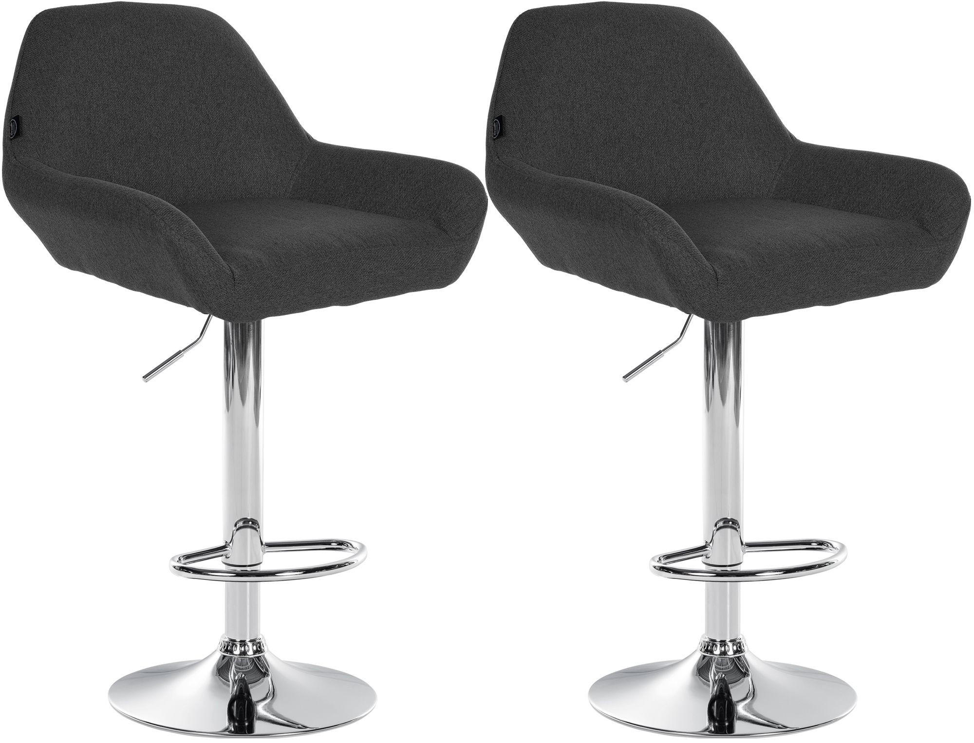 BARHOCKER 2er Set Stoff dunkelgrau - Chromfarben/Dunkelgrau, Textil/Metall (51/89/52cm) - CLP