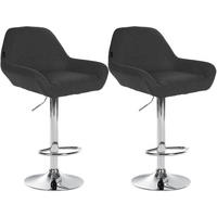 BARHOCKER 2er Set Stoff dunkelgrau - Chromfarben/Dunkelgrau, Textil/Metall (51/89/52cm) - CLP