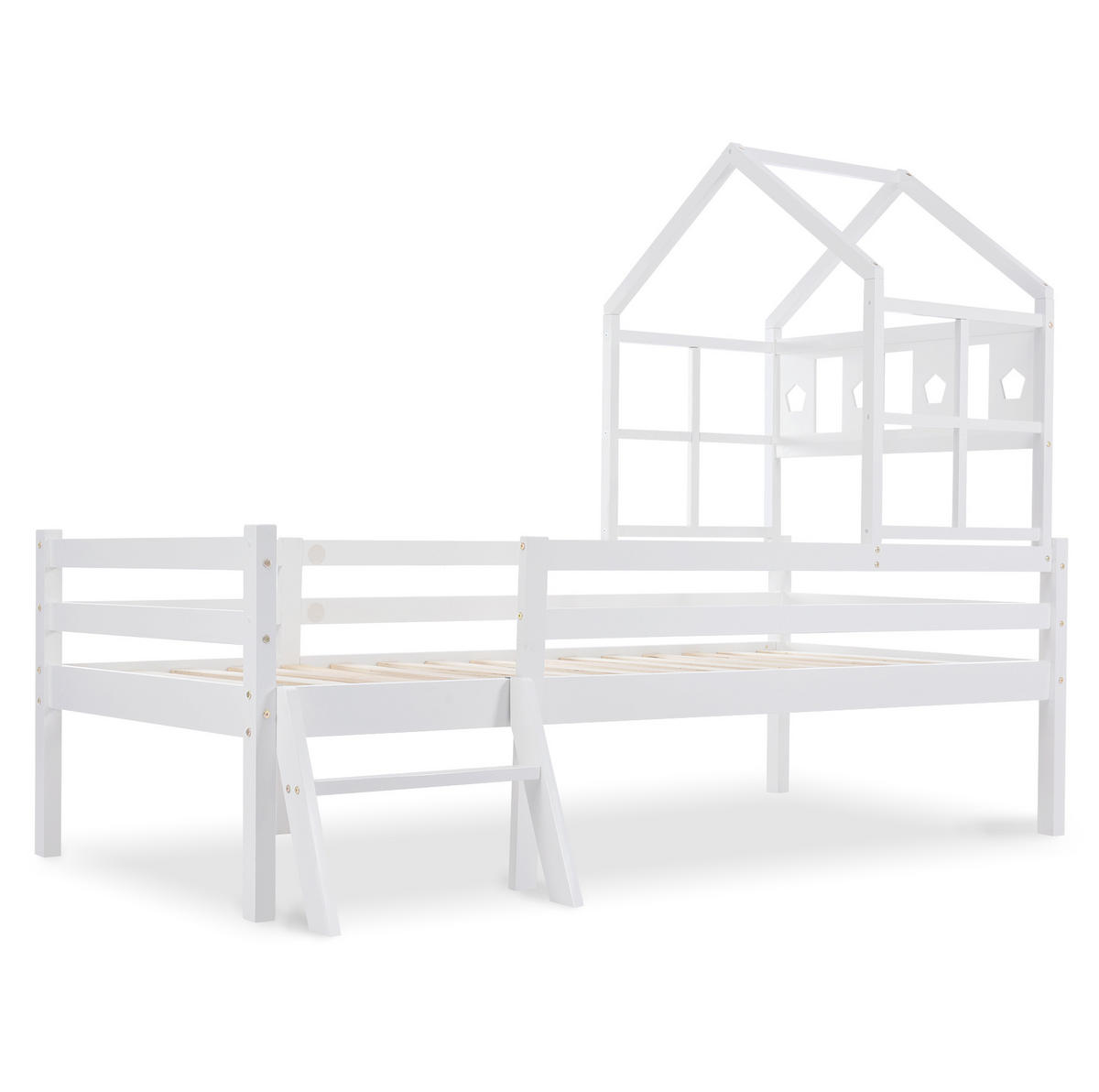 HOCHBETT 90/200 cm Weiß aus Massivholz mit Leiter und Schublade - Weiß, Holz (90/200cm) - Flora Grace