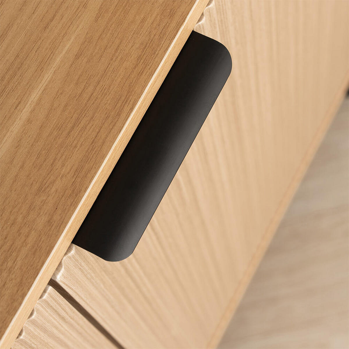 SIDEBOARD NYLA - Natur/Schwarz, 154 x 73 cm - Naturfarben, Holzwerkstoff (154/73/42cm) - Home Deluxe