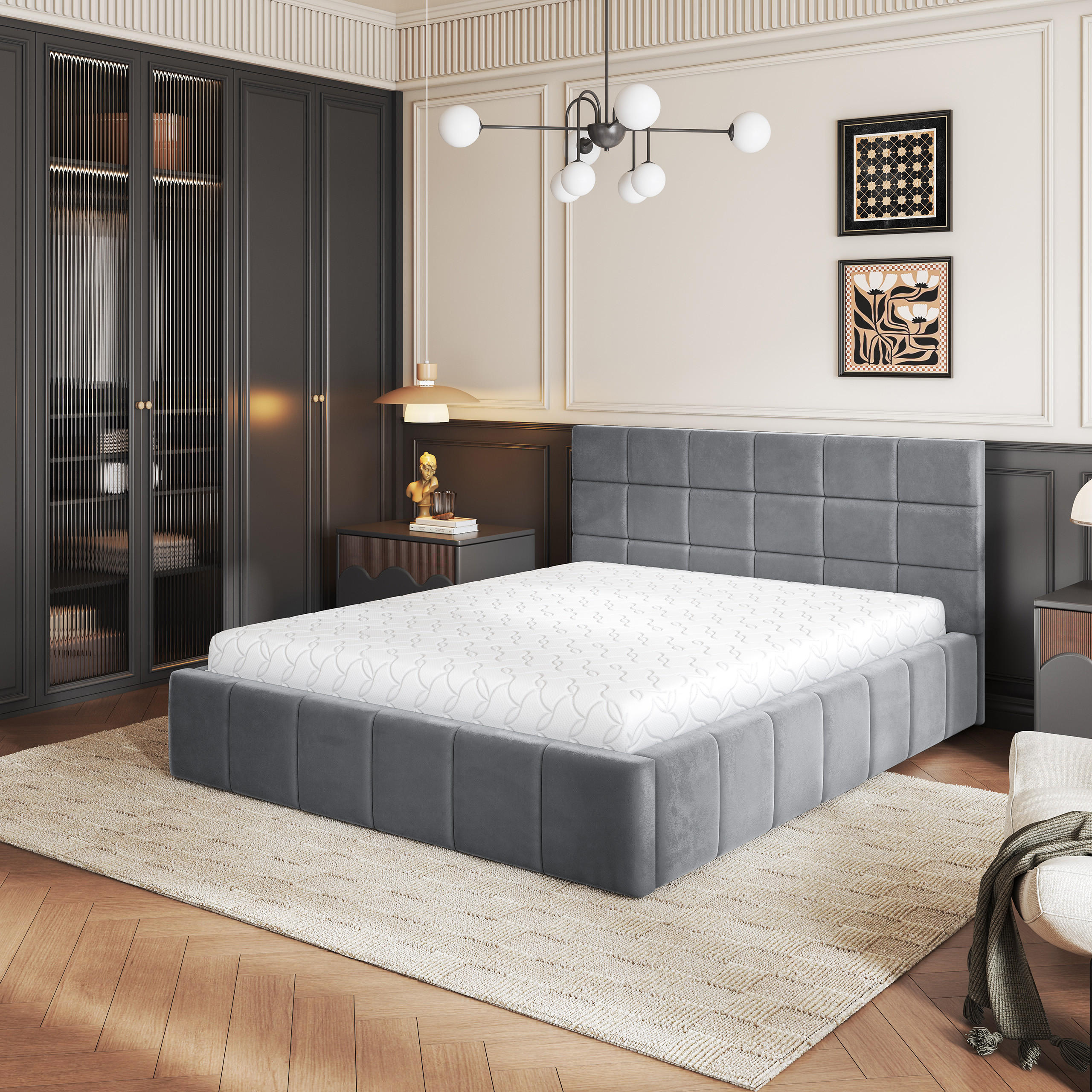 POLSTERBETT VERTO 180x200 cm mit Bettkästen - Grau - Grau, Holz (180/200cm) - MASSENO