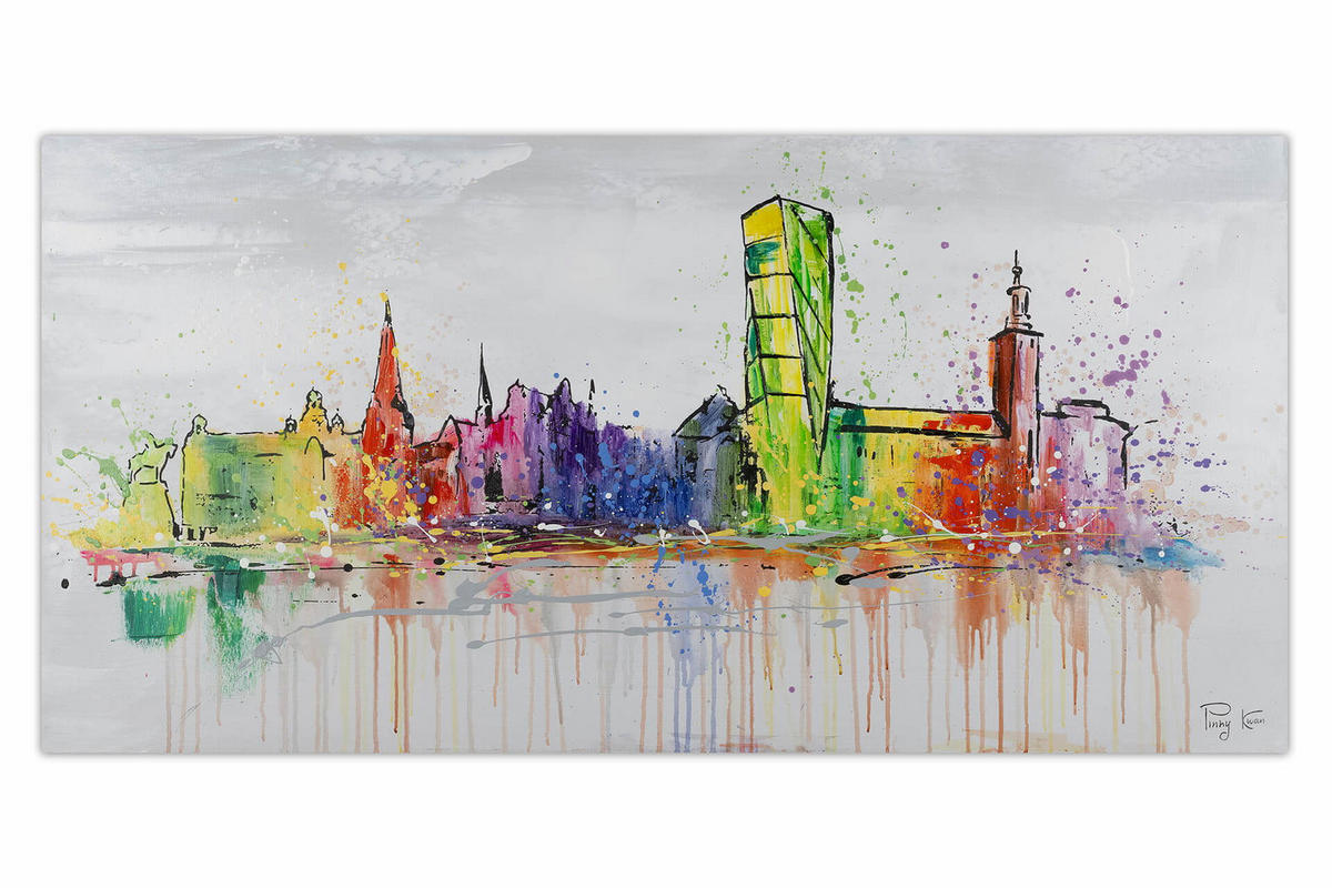 ACRYLBILD HANDGEMALT 120/60 cm - Multicolor/Grau, Holz/Textil (1.7/60cm) - KUNSTLOFT