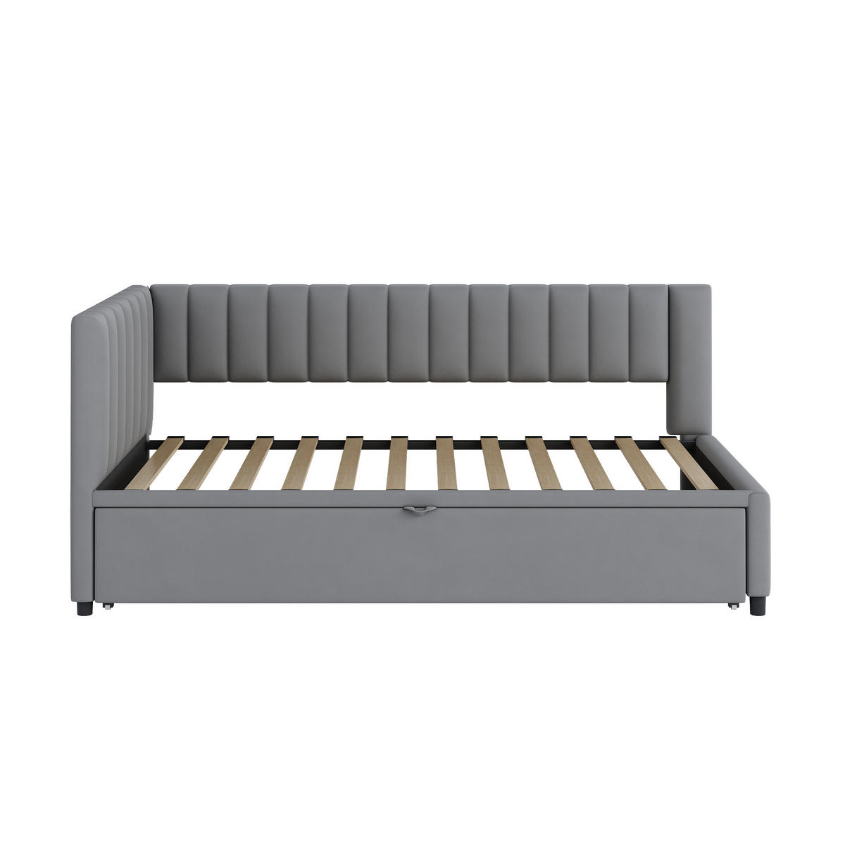 SCHLAFSOFA 90/200 cm & 90/200 cm in Grau Samt mit Ausziehbett - Grau, Holzwerkstoff/Textil (90/200cm) - WISHDOR