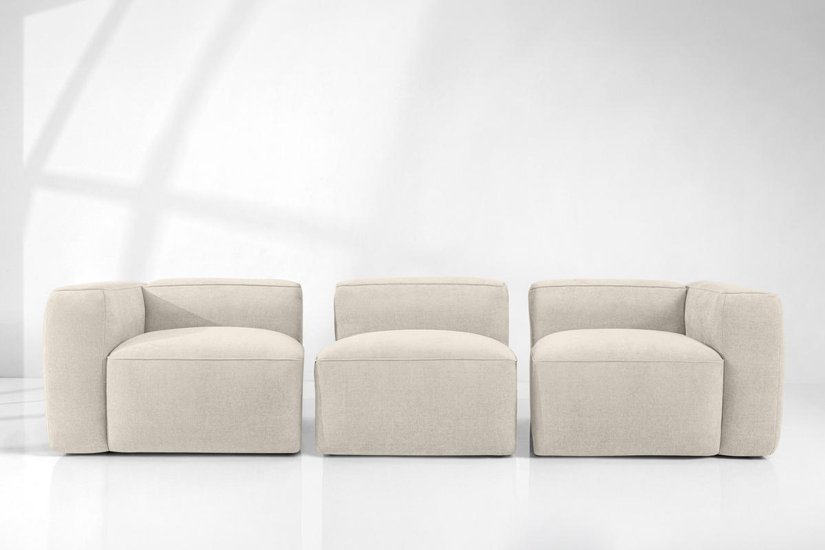 3-SITZER SOFA FUBBO, Ecru - Ecru, Holz/Holzwerkstoff (290/73/96cm) - KONSIMO®
