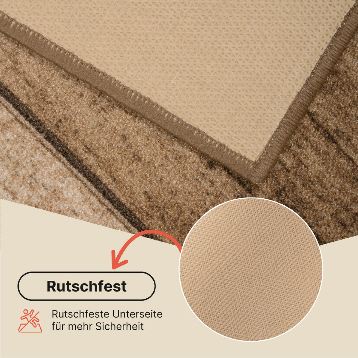 TEPPICHLÄUFER Anti-Rutsch Braun rutschfest Gummiunterlage 67/1000 cm - Braun, Textil (67/1000cm) - Tapiso