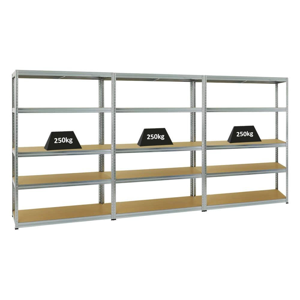SCHWERLASTREGAL Big Elephant S 3er-Set mit 3x 180x120x45 cm Fachlast 250 kg Verzinkt - Silberfarben, Metall (360/180/45cm) - PROREGAL