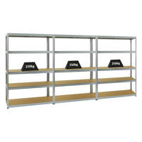 SCHWERLASTREGAL Big Elephant S 3er-Set mit 3x 180x120x45 cm Fachlast 250 kg Verzinkt - Silberfarben, Metall (360/180/45cm) - PROREGAL