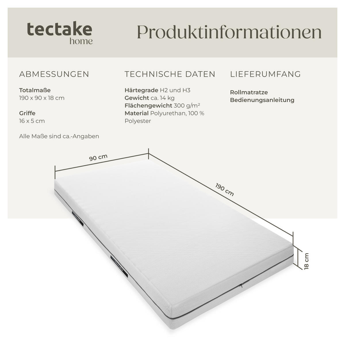 MATRATZE Sky,waschbarer Bezug aus atmungsaktivem 3D-Meshgewebe,weiß - Weiß, Textil - tectake