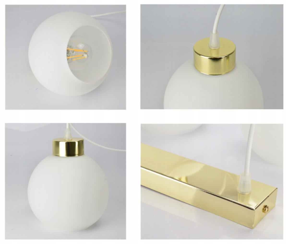 PENDELLEUCHTE GOLDGLAS - Goldfarben/Weiß, Glas/Metall (13/40/80cm) - kiki design