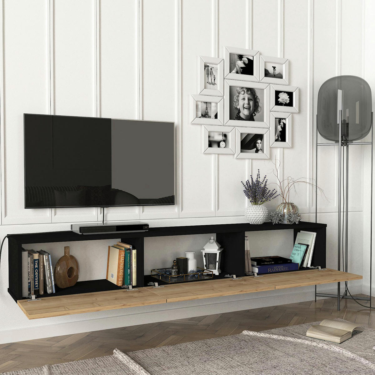 TV-ELEMENT Vihti - Naturfarben, Holzwerkstoff (180/29.5/31cm) - [en.casa]