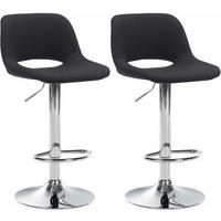 BARHOCKER 2er Set Stoff schwarz - Chromfarben/Schwarz, Textil/Metall (42/86/46cm) - CLP