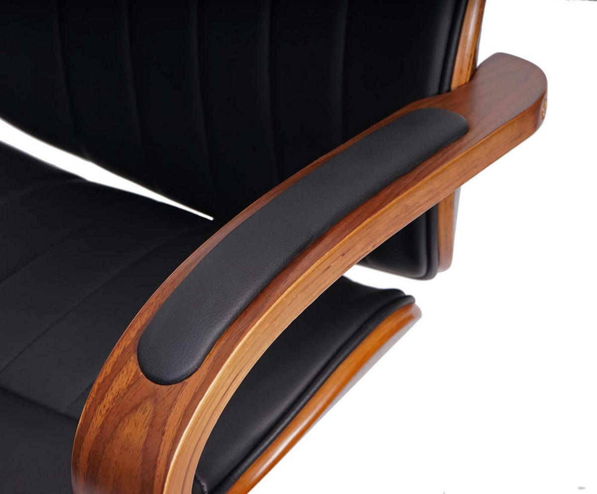 DREHSTUHL HxBxT 109x63x64cm Sitzhöhe 46cm Bugholz Walnuss-Optik Kunstleder Schwarz - Schwarz, Holz (63/109/64cm) - PROREGAL