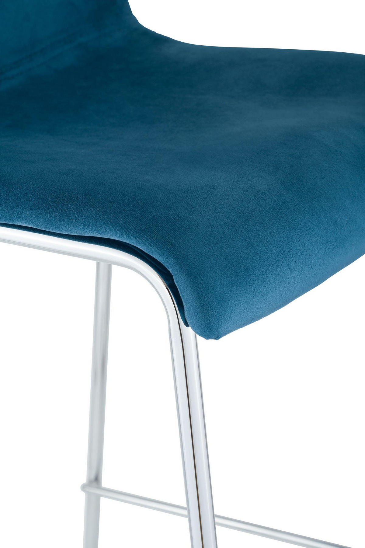 BARHOCKER Samt Blau - Chromfarben/Blau, Textil/Metall (43/100/48cm) - CLP