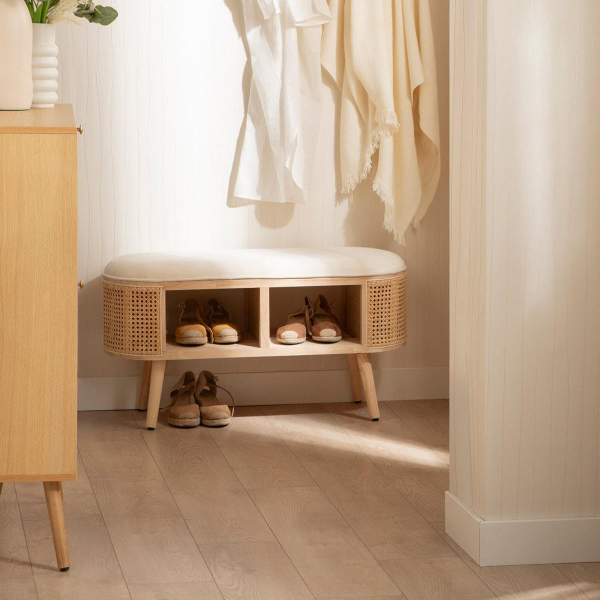 BANK Chela Natürlich 90 cm x 47 cm - Naturfarben, Textil (90/47/35cm)