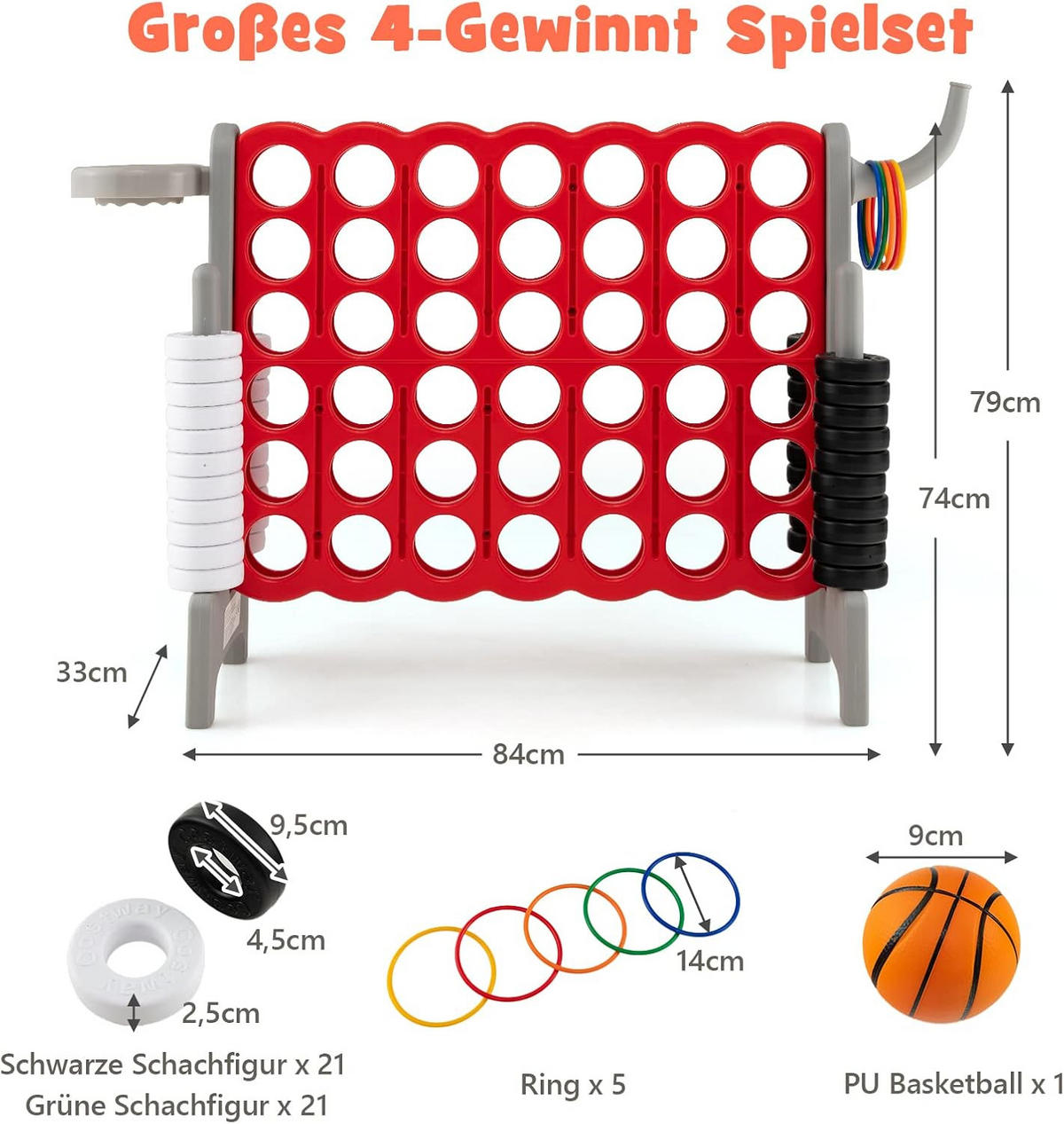 SPIELSET 4 in 1 Riesiges 4 Gewinnt Multicolor - Multicolor, Kunststoff (33/84cm) - COSTWAY