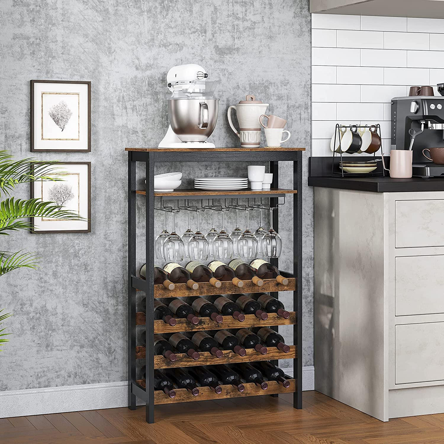 WEINREGAL - Braun, Holz (30/100/66cm) - Hansiro