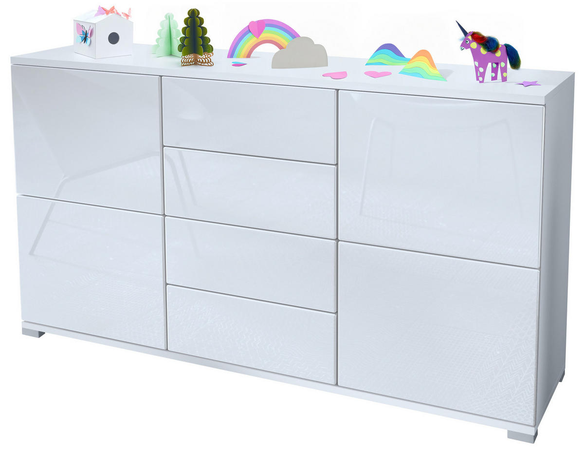 SIDEBOARD Rova Weiß Hochglanz - Weiß Hochglanz, Holzwerkstoff (138.5/75.5/35cm) - Vladon
