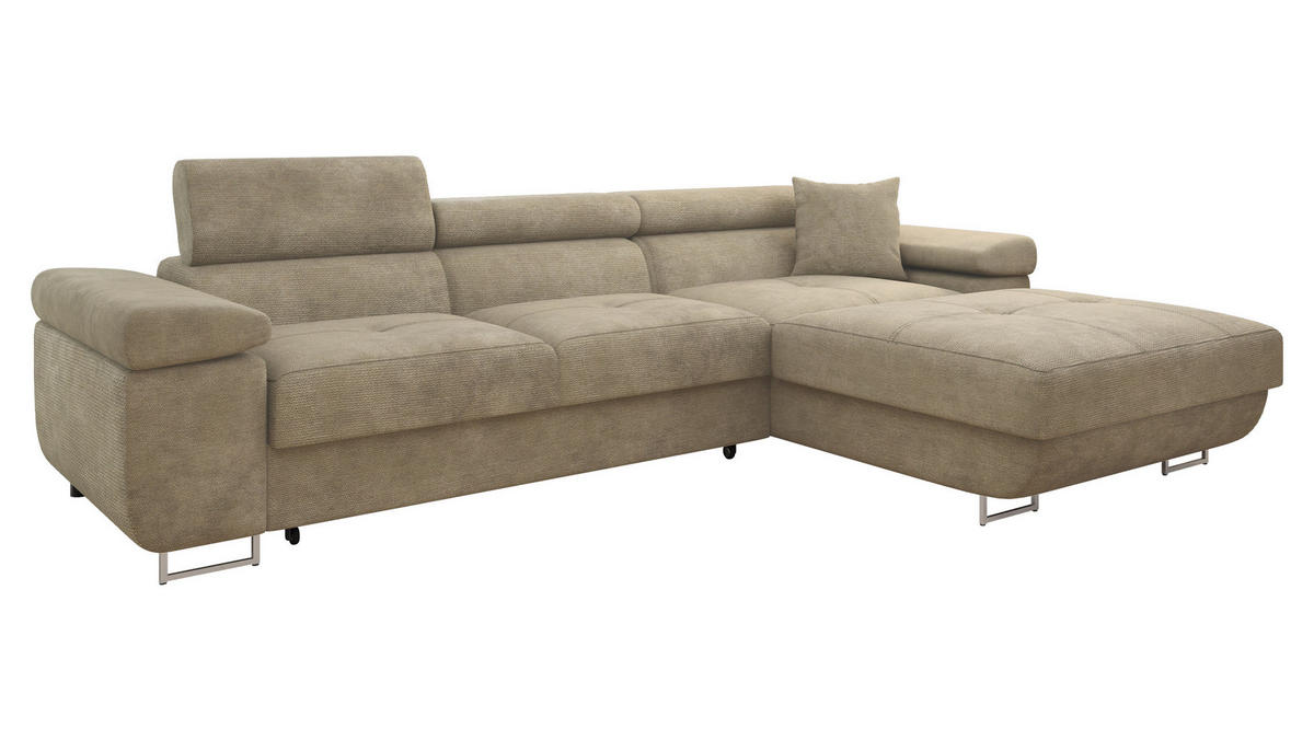 ECKSOFA Torezio Mini, Seite: Rechts - Sandfarben, Holz/Textil (280/170cm) - MIRJAN24