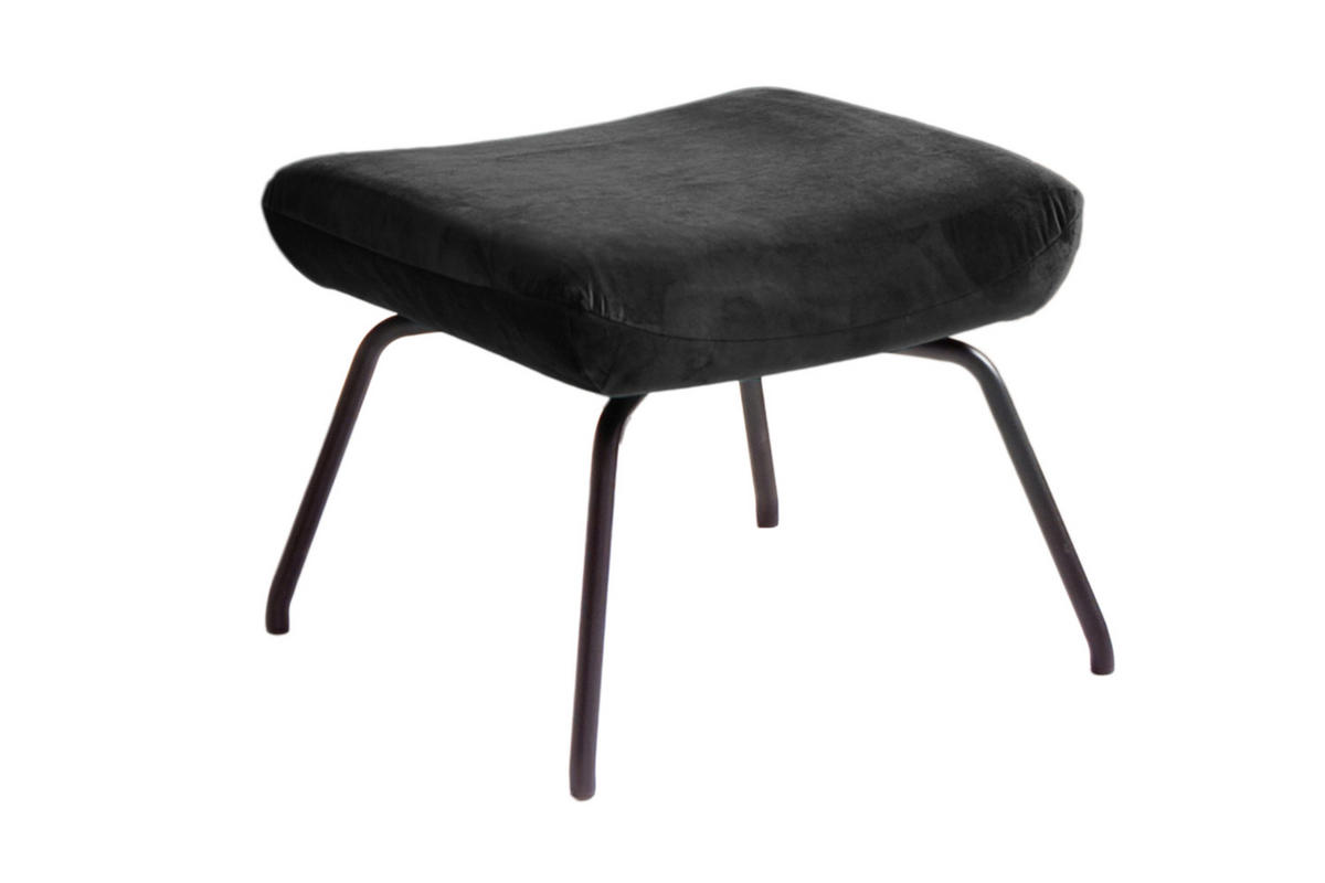 HOCKER LOTTE Schwarz Velvet - Schwarz, Textil/Metall (57/44/52cm) - KAWOLA