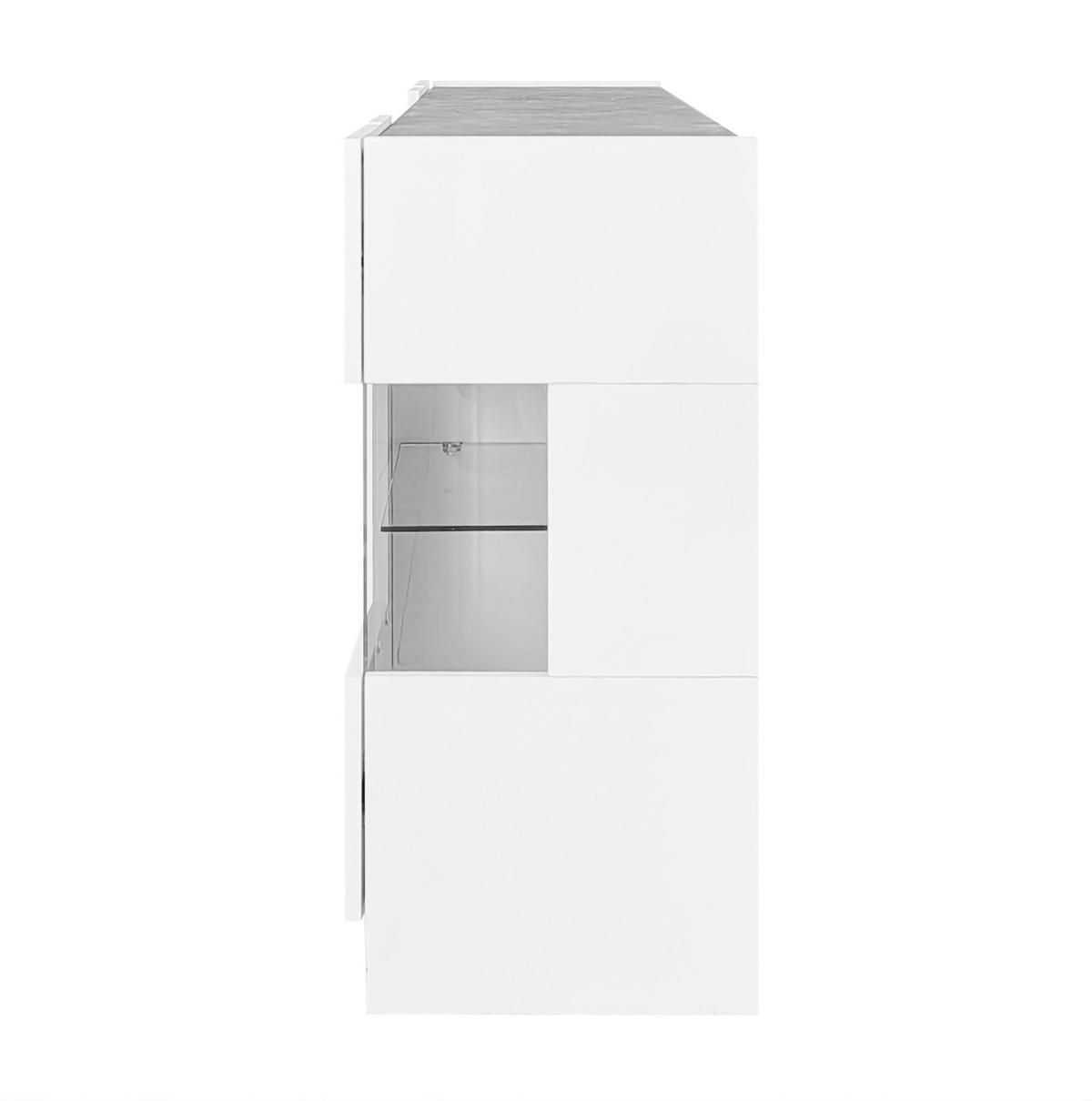SIDEBOARD 140/35/75 cm in Weiß und Marmorlook mit 2 Türen, 3 Schubladen und LED - Weiß, Holzwerkstoff (140/75/35cm) - Flora Grace