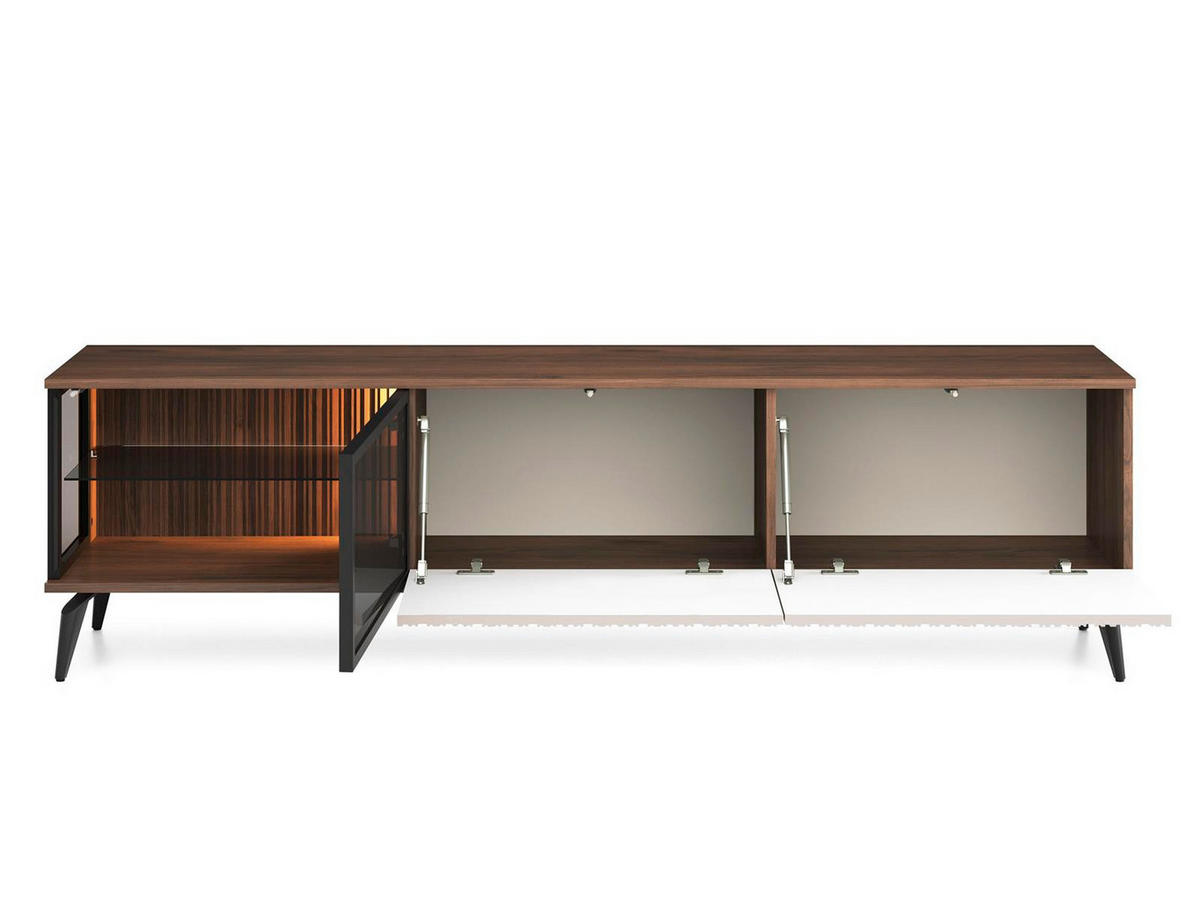 TV-SCHRANK dreitürig VIVIN mit geriffelte Front - Nussbaumfarben, Holzwerkstoff (180/50/39cm) - Compleo24