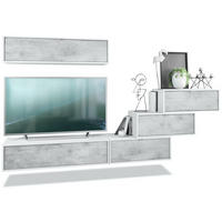 WOHNWAND Lana Fronten in Beton Oxid Optik - Hellgrau, Holzwerkstoff (275/180/37cm) - Vladon