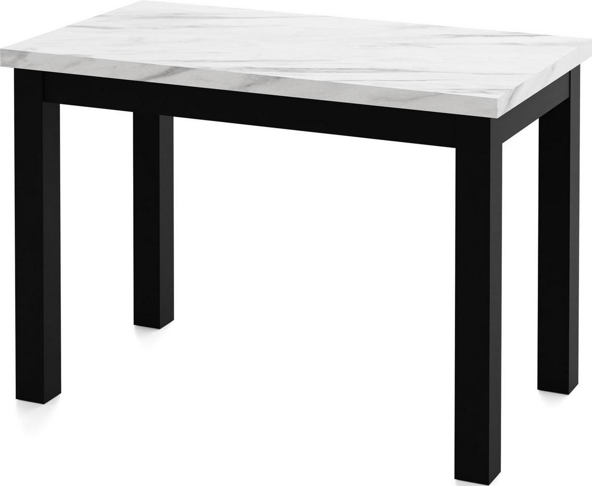 ESSTISCH Arden rechteckig, Marmor Weiß 100/60/73 cm - Ecru/Schwarz, Holz/Holzwerkstoff (100/60/73cm) - WFL GROUP