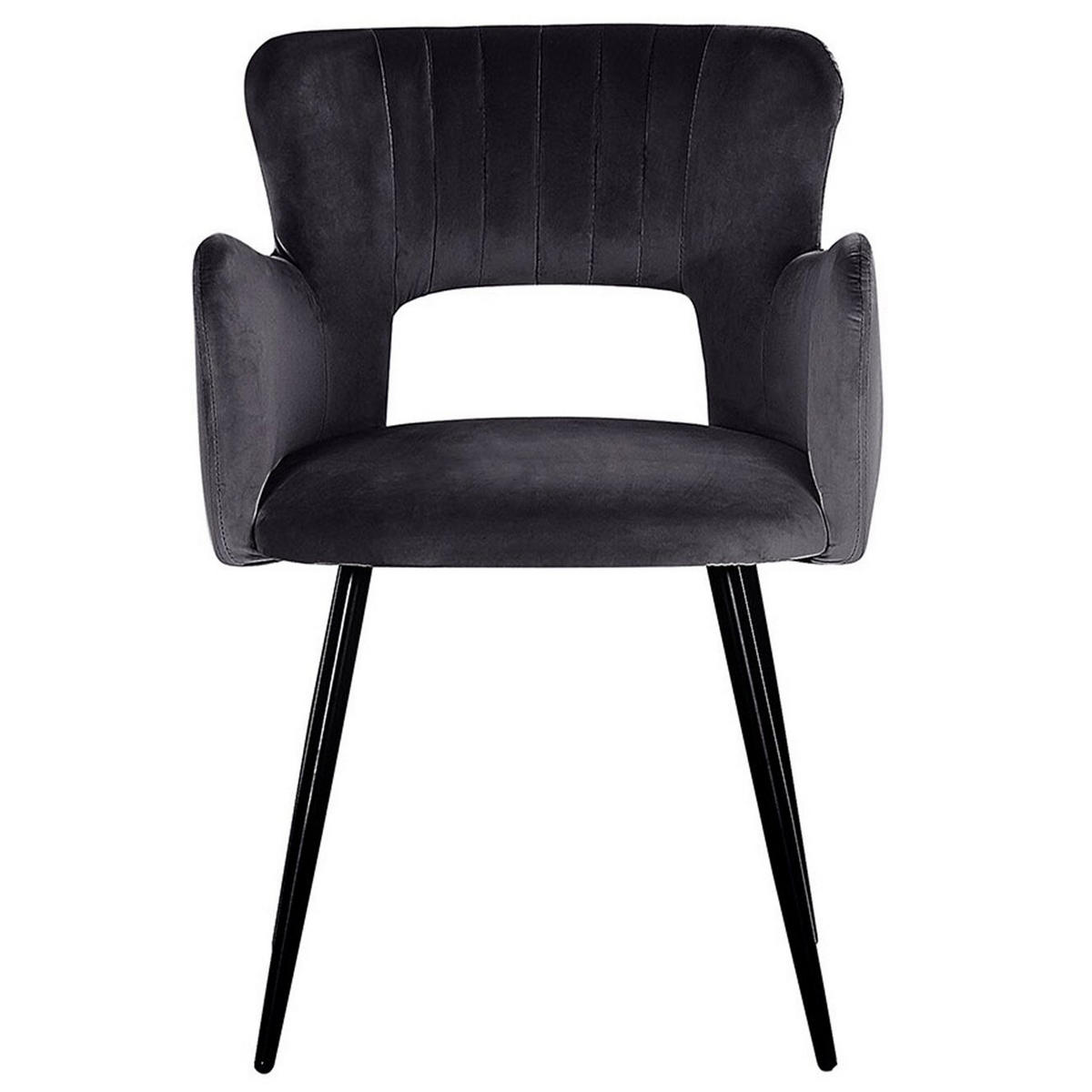 ESSZIMMERSTUHL 2er-Set Samtstoff Schwarz Sanilac - Schwarz, Textil/Metall (52/75/44cm) - Beliani