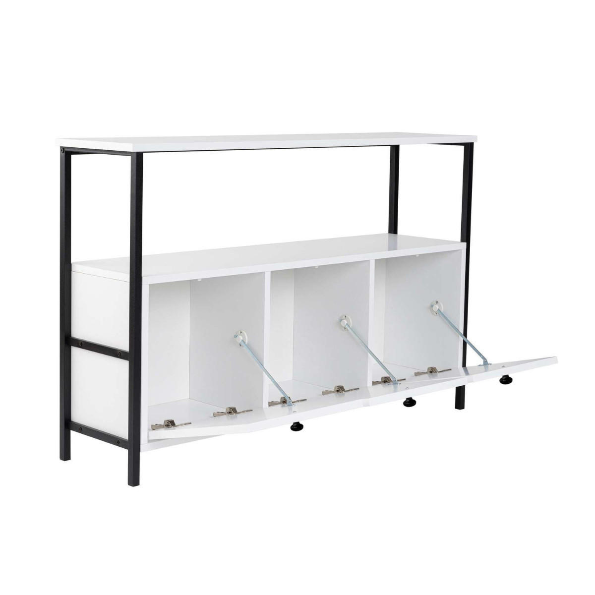 SIDEBOARD mit 3 Türen und 1 oberer Ablagefläche 120/29,5/77 cm - Schwarz/Weiß, Holzwerkstoff (29.5/77/120cm) - Calicosy