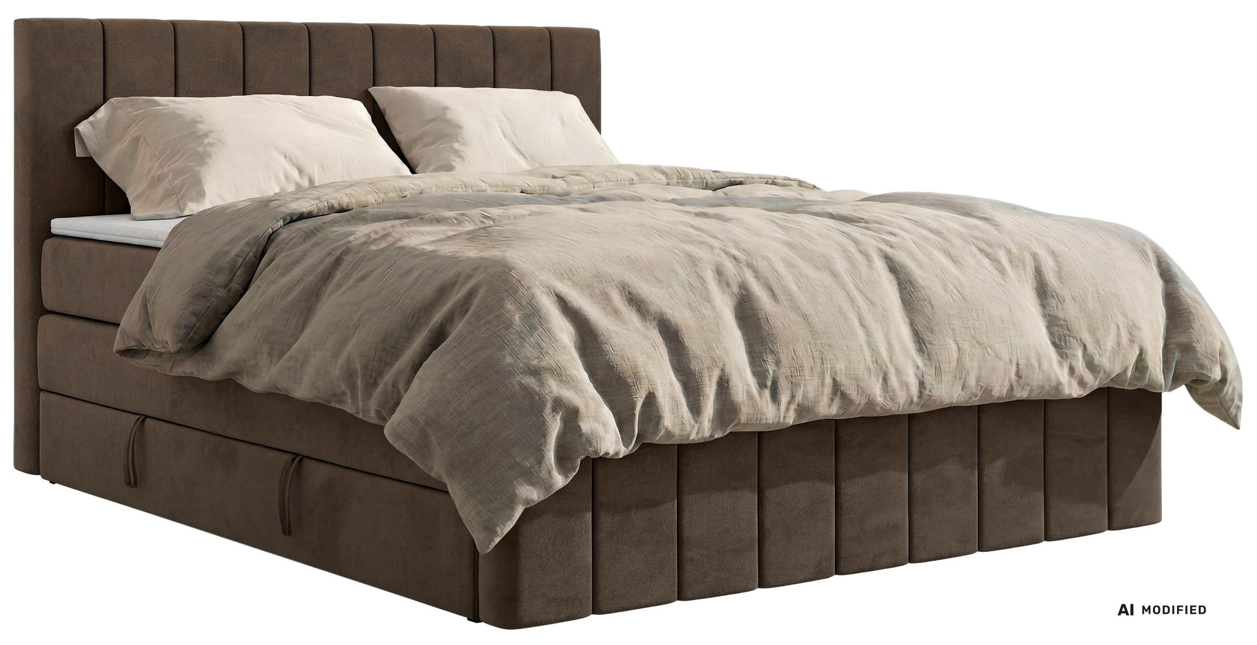 BOXSPRINGBETT ALVER KING DUO 180/200 - Braun Velvet - Topper T25 - H3 - Schwarz/Braun, Kunststoff/Textil (180/200cm) - MKS