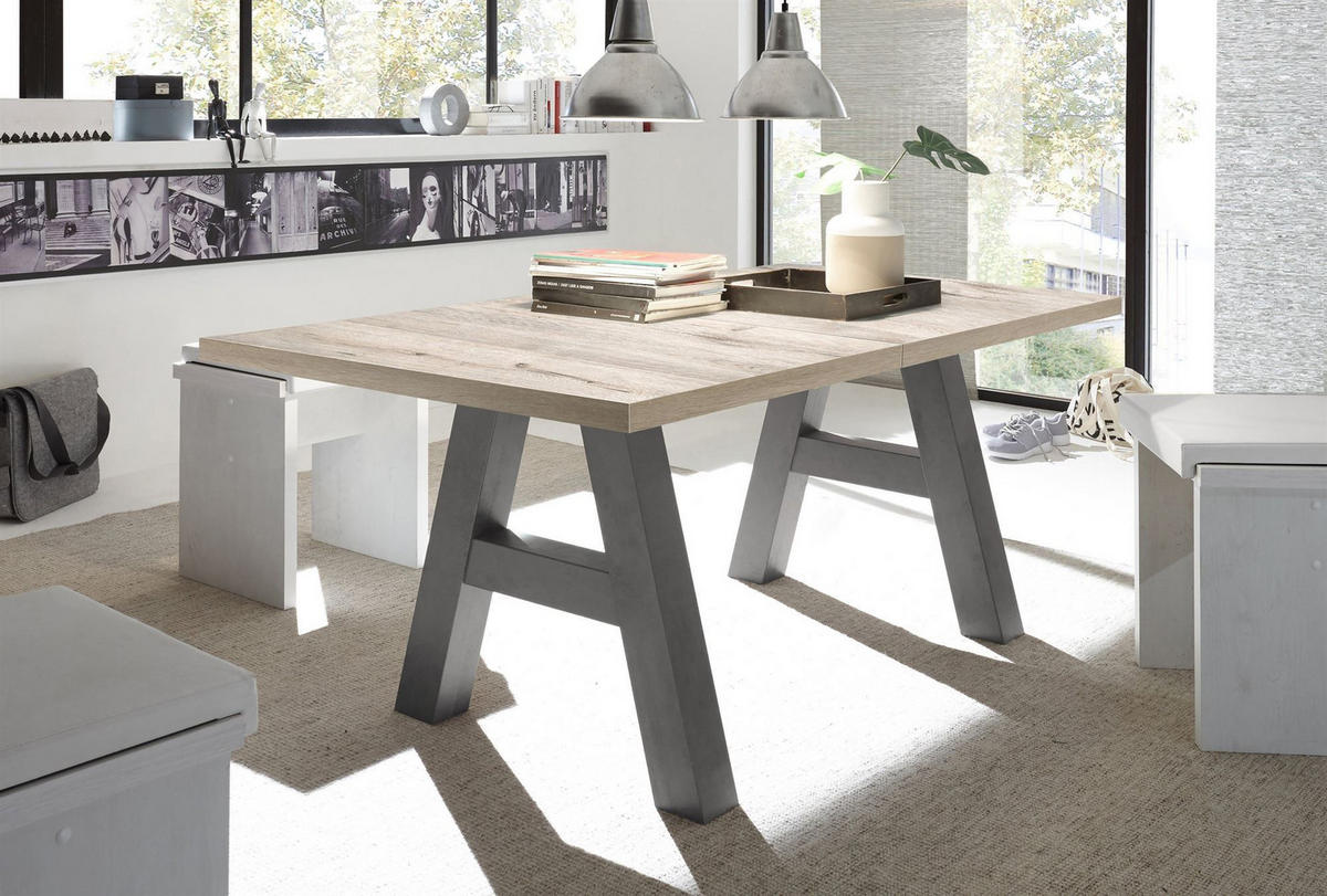ESSTISCH ausziehbar Elia 3 160 x 90 x 75 Esszimmertisch Graphit/Sandeiche - Naturfarben, Holz (160/90/75cm) - 58aufmkessel