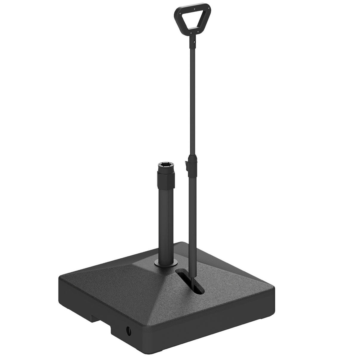 SONNENSCHIRMSTÄNDER Schwarz mit Rollen befüllbar 60/60/104 cm - Schwarz, Kunststoff (60/60cm) - PANGIVO