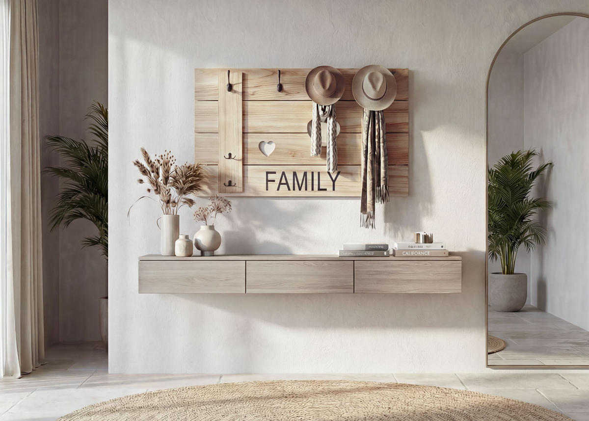 WANDGARDEROBE FAMILY SHABBY-LOOK Beige - Beige, Holz (90/60/3cm) - MCW